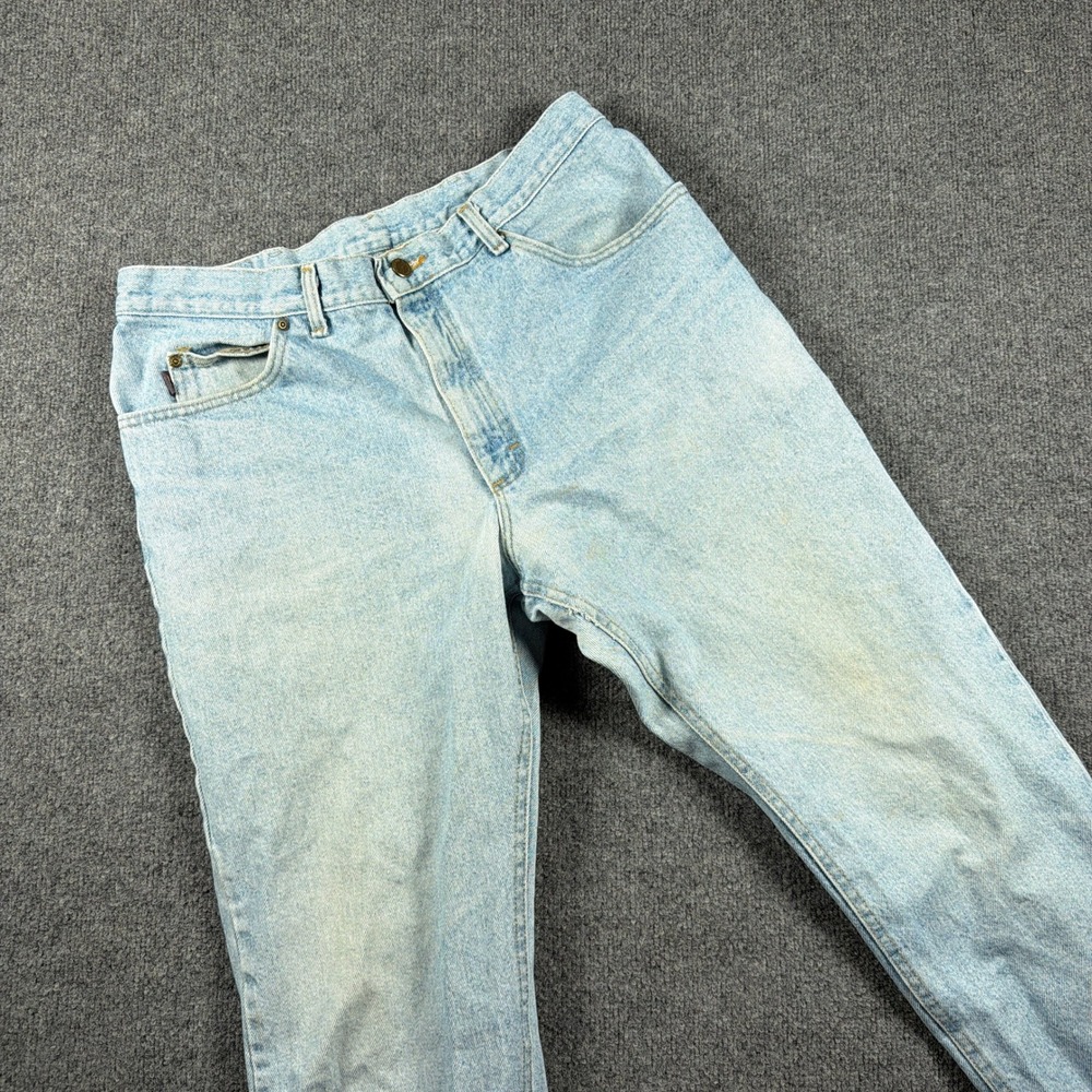 Vintage Lee Riders Denim Jeans Men 36x32 Light Wash Straight Leg Made in USA 90s